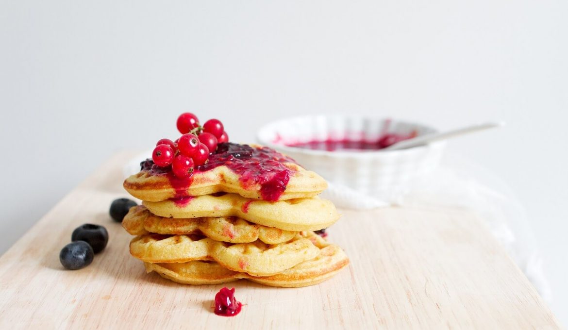 sweet waffles with blueberries